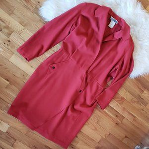 Thierry Mugler 1980s Crimson Wool Coat Dress